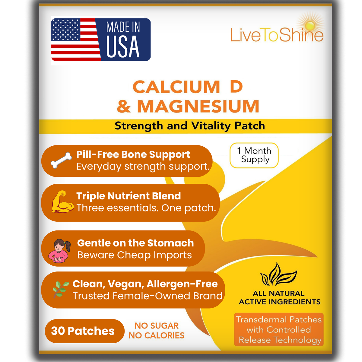 Calcium, Magnesium & Vitamin D3 Patches for Bone Health