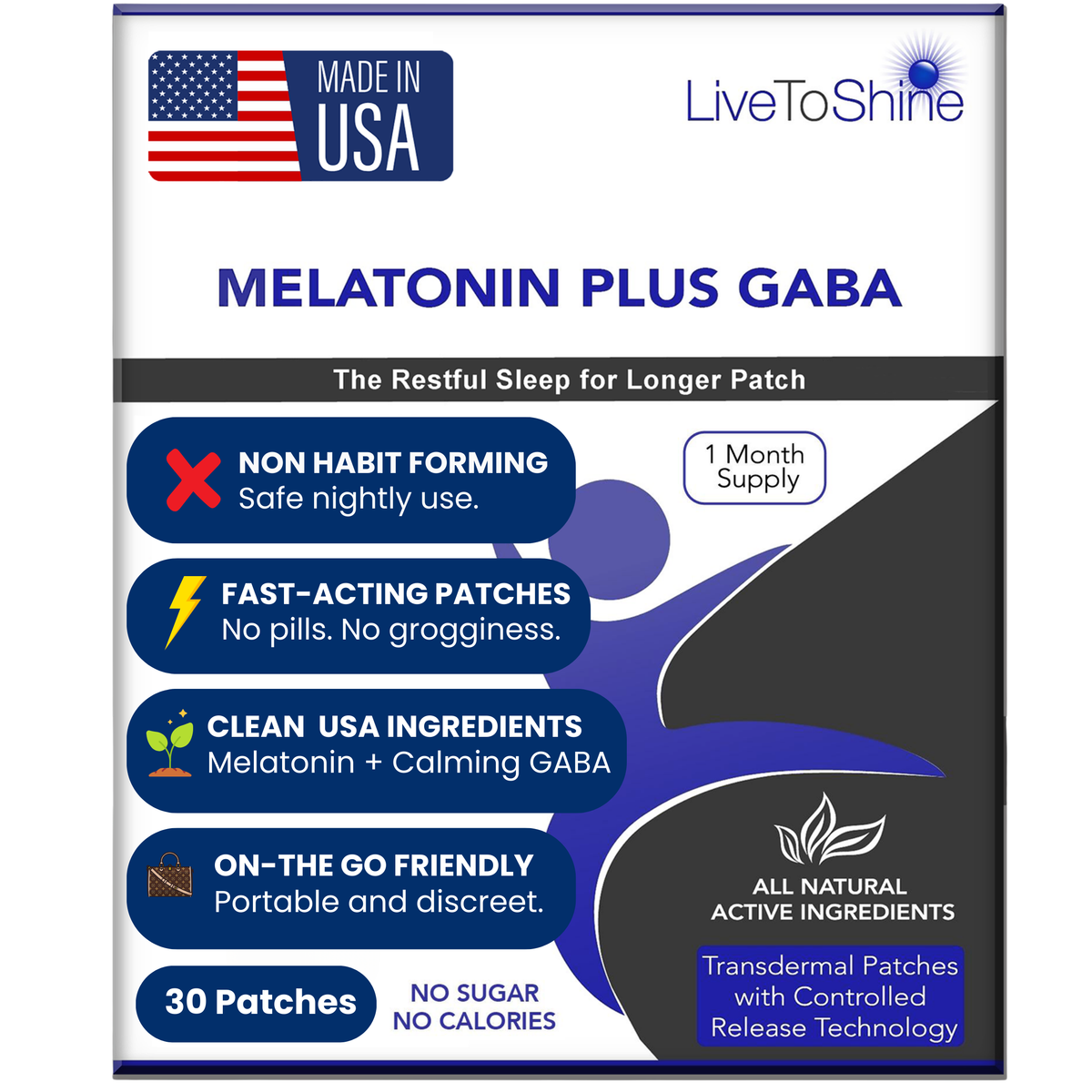 Melatonin & GABA Sleep Patches – 5mg Melatonin + 4mg GABA